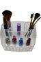 Premium Clear Acrylic Cosmetic Organizer - 4 Compartments with Makeup Brush Storage Box