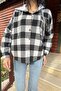 Black & Gray Plaid Print, Soft Texture, Hooded Lumberjack Shirt - 5