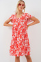 Women's V-Neck Short Dress Red 1152 - 3