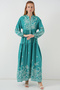 Women's Patterned Long Hijab Dress Mint 1155 - 4