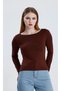 Boat Neck Long Sleeve 3-Piece Ball-Shirt Black White Brown - 4