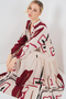 Women's Patterned Long Hijab Dress M.Cream 1155 - 4