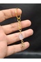 Gold Color Stone H Letter Purple Amethyst Stone Keychain Charm - 2