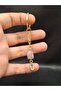 Gold Color Stone Purple Amethyst Stone Keychain Charm with Letter U - 2