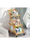 FFD Bamboo Foldable Kitchen Trolley: Multifunctional Serving Cart with Wooden Frame - 6
