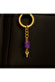 Purple Amethyst Stone Keychain Charm with Gold Color Stone Y Letter