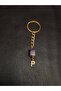 Gold Color Stone P Letter Purple Amethyst Stone Keychain Charm - 4