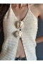 Hand Knitted Flowered Binding Women's Bluz Bustiers - 2