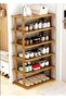 FFD Vertical Bamboo Shoe Rack for Entryway & Closet - Slim, Shoe Storage Organizer for Small Spaces - 6