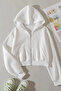 Women's Hooded Hooded White Color Crop Sweatshirt - 7