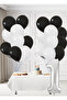 1 Year Old Black and White Fan Themed Birthday Set Black and White Balloons Silver Foil Number