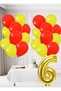 6 Year Old Yellow Red Fan Themed Birthday Set Yellow Red Balloons Gold Foil Number
