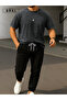 Power Fit – Oversize Batik T-Shirt & Black Pants Jogger Tracksuit Set - 3