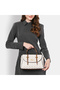 Women's Mono Beech Flap Satchel Handbag (White) - 2