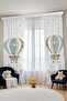 Safari Patterned Children's Baby Room Background Curtain with Flying Balloons (Single Wing Pricing) - 2