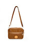 Women's Tan Cross Strap Three-Compartment Zippered Crinkle Daily Shoulder Bag - 6