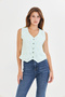 Women's Summerv Neck Brode Button Sleeveless Vest - Stylish and Comfortable Design