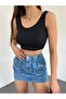 Women's Casual Black Strap Crop - 4