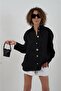 Black Button Detail Natural Linen Shirt