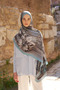 Sunrise Lily Pattern Shawl - Blue - 3