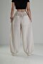 Beige Linen Comfortable Fit Baggy Women's Trousers Coc1291 - 6