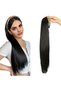 Hair Hoop Wig: Black Long Straight Hair with Colorful Braided Rhinestone Twist - 5