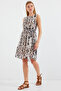 Women's Patterned Zero Sleeve Chiffon Dress Black 1161 - 4