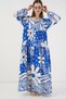 Women's Patterned Long Hijab Dress Blue 1155 - 3
