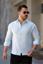 Men's Linen Look Blue Loose Muslin Shirt