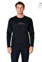 6101 Men's Long Sleeve Crew Neck Pajama Set-Black