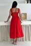 Women's Red Strap Pocket Cotton Dress - 2