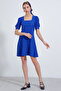Women's Square Neck Knitted Dress Cobalt Blue 1169 - 3