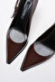 Poni Brown Patent Leather 10 cm Heeled Women's Stiletto - 5