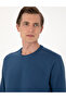 Light Navy Blue 2 Thread Regular Fit Crew Neck Basic Sweatshirt 50314054-Vr059 - 2