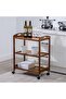 FFD Bamboo Kitchen Trolley - Multi-Functional Storage Rack with Rotating Wheels, Serving Wine - 5