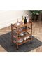 FFD Bamboo Kitchen Trolley - Multi-Functional Storage Rack with Rotating Wheels, Serving Cart - 4