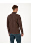 Dark Brown Slim Fit Non-Curling Zippered Polo Collar Basic Pique Sweatshirt 50314046-Vr084 - 5