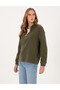 Khaki Comfort Fit Zippered Fleece Sweatshirt 50314954-Vr027 - 3