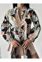 Printed Half Placket Button Detailed Ruffle Shirt - 4