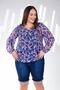 210062 Women's Plus Size Floral Chiffon Blouse Floral Blue - 2