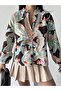Printed Half Placket Button Detailed Ruffle Shirt - 2