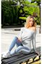 New Season Asymmetric Trend Knitwear with Shoulder Details Badi White - 2