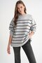 6944 Women's Loose Soft Textured Striped Knitwear Sweater Gray