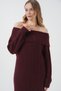 Women's Madonna Collar Oversize Knitwear Dress Burgundy 1170 - 3
