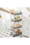 4-Tier Rolling Storage Trolley Cart with Hooks & Wheels Steel Pipes, PP Trays for Kitchen & Bathroom - 5