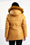 Women's Mustard Color Hooded Fur Water, Wind and Wash Resistant Quilted Coat - 8