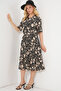 Women's Short Sleeve Patterned Dress Black 1181 - 4