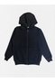 Boys' Navy Blue Cotton Hooded Zippered Bottoms with Pockets Tracksuit Set Suitable for School - 5