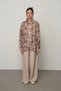 Women's Powder-Brown Color Flower Patterned Oversize Cut Shirt - 4