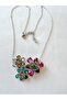 Colorful Floral Sw@Rovski Model Steel Necklace - 4